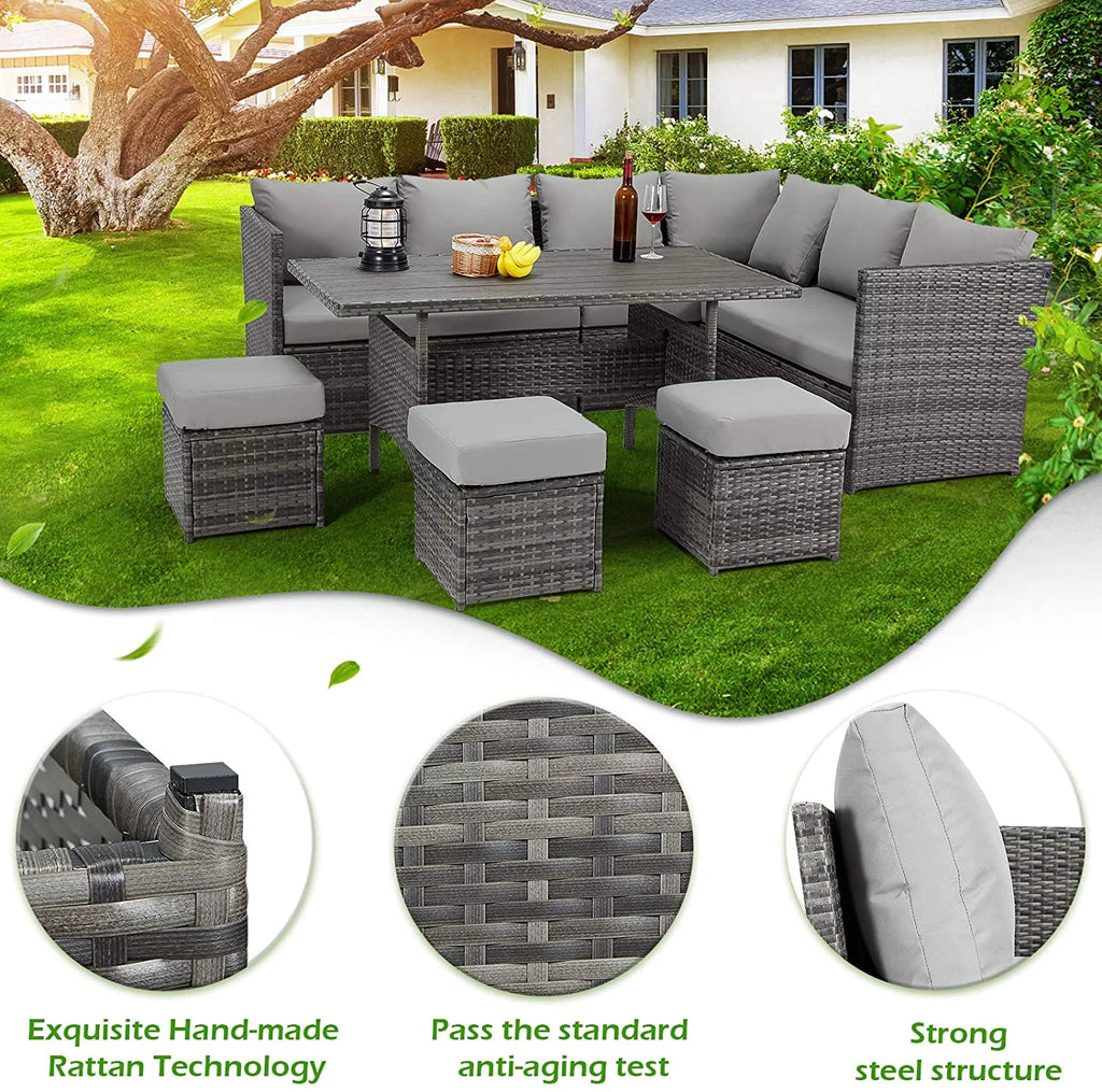 7 Piece Rattan Wicker Patio Conversation Set M833347