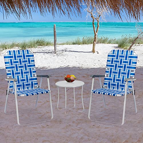 Set of 2 Yellow Webbed Folding Lawn Chair E215