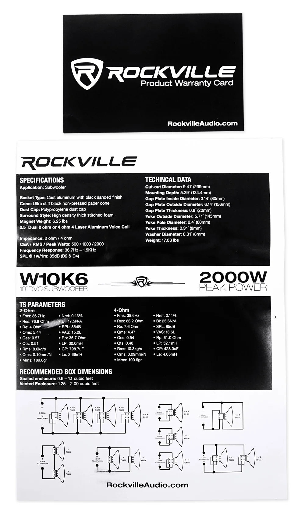 10" 2000w Peak Dual 2-Ohm Car Audio Subwoofer 500w RMS Y209