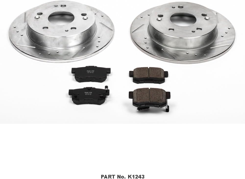 Rear Z23 Carbon Fiber Brake Pads with Drilled & Slotted Brake Rotors Kit K67296