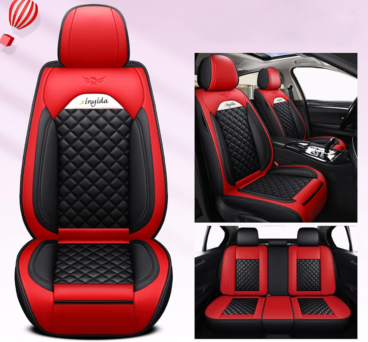 5pcs Faux Leather Car Seat Covers Full Set M3924