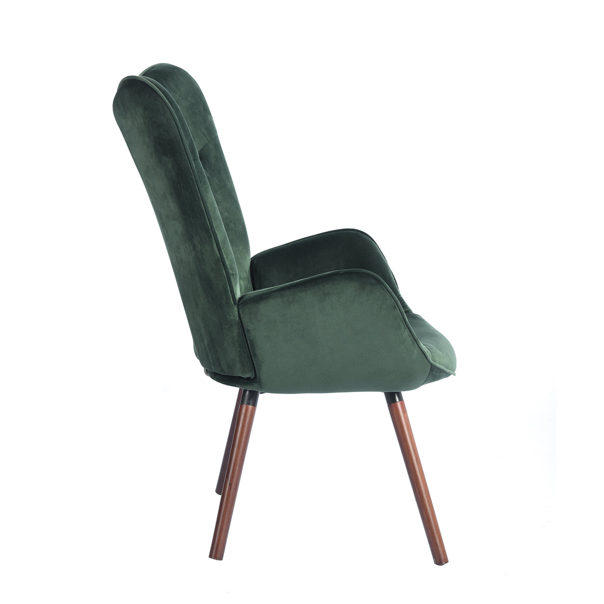 Green Velvet Wingback Accent Chair with Tufted Backrest I373