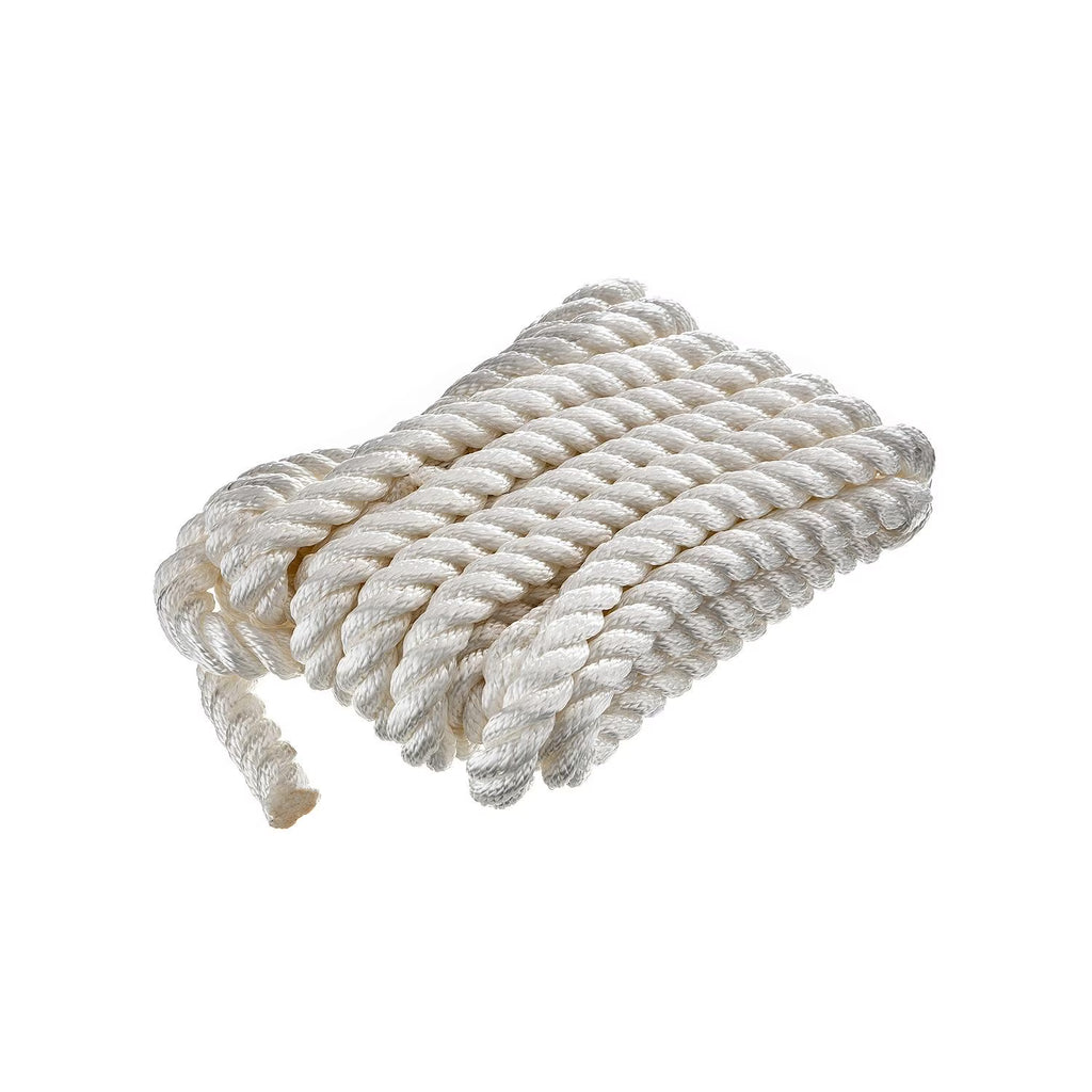 3-Strand Twisted Nylon Dock Rope, ¾-Inch x 25 Feet, White D90749