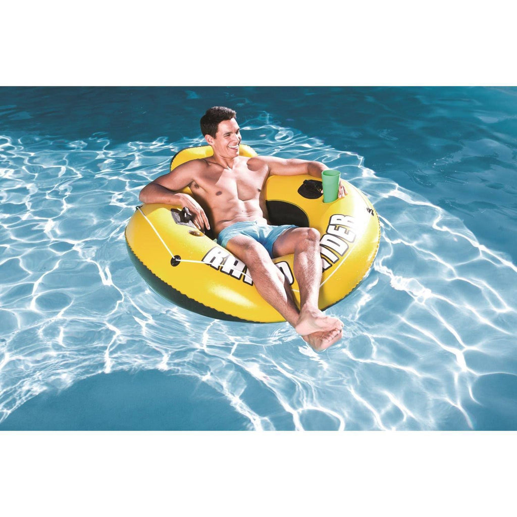 12 Pack Inflatable Raft Tube with Handles and Cup Holders R57854