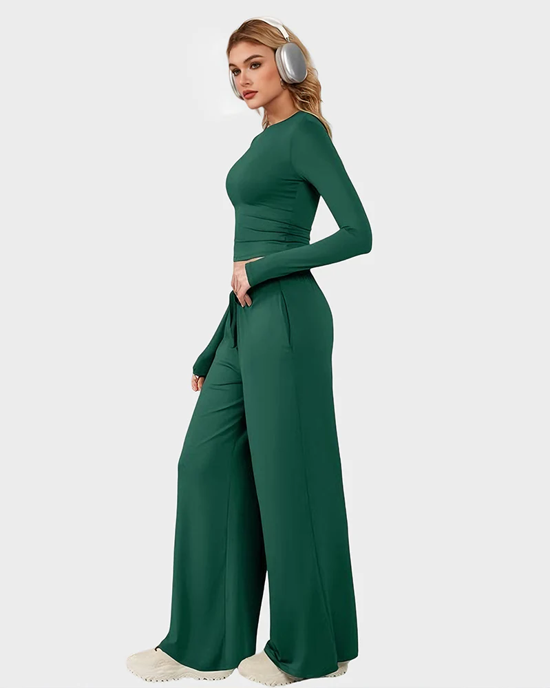 Stretchy Crop Top & Pants Lounge Set V3153