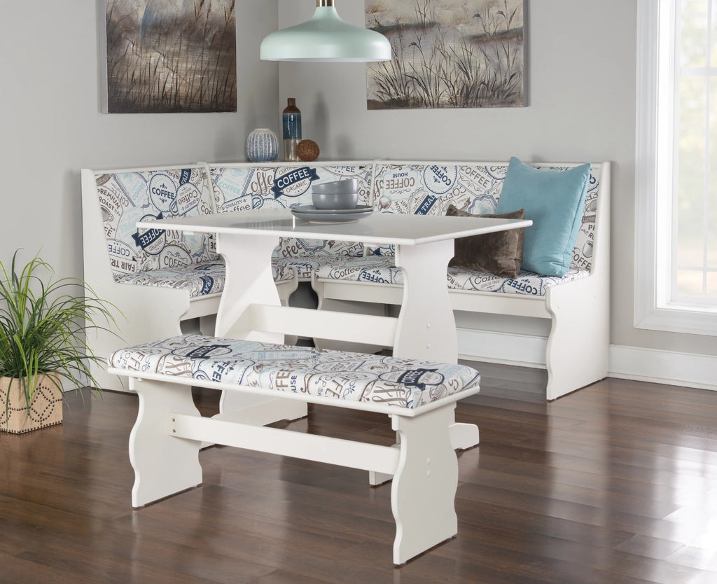 White Dining Nook with Table and Bench J6415