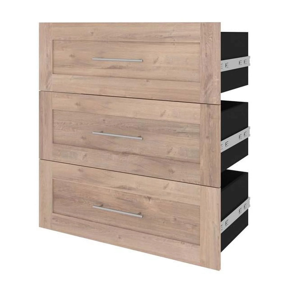 3 Drawer Set for Closet Organizer in Rustic Brown Engineered Wood P74476
