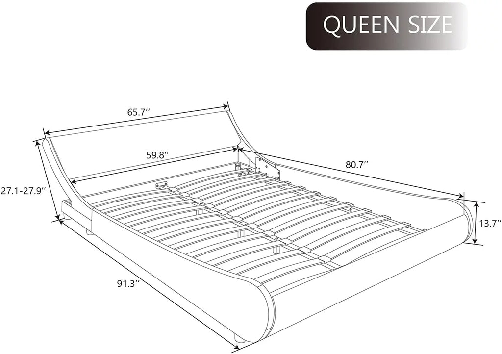 Queen Size Platform Bed Frame with Adjustable Headboard Q20936