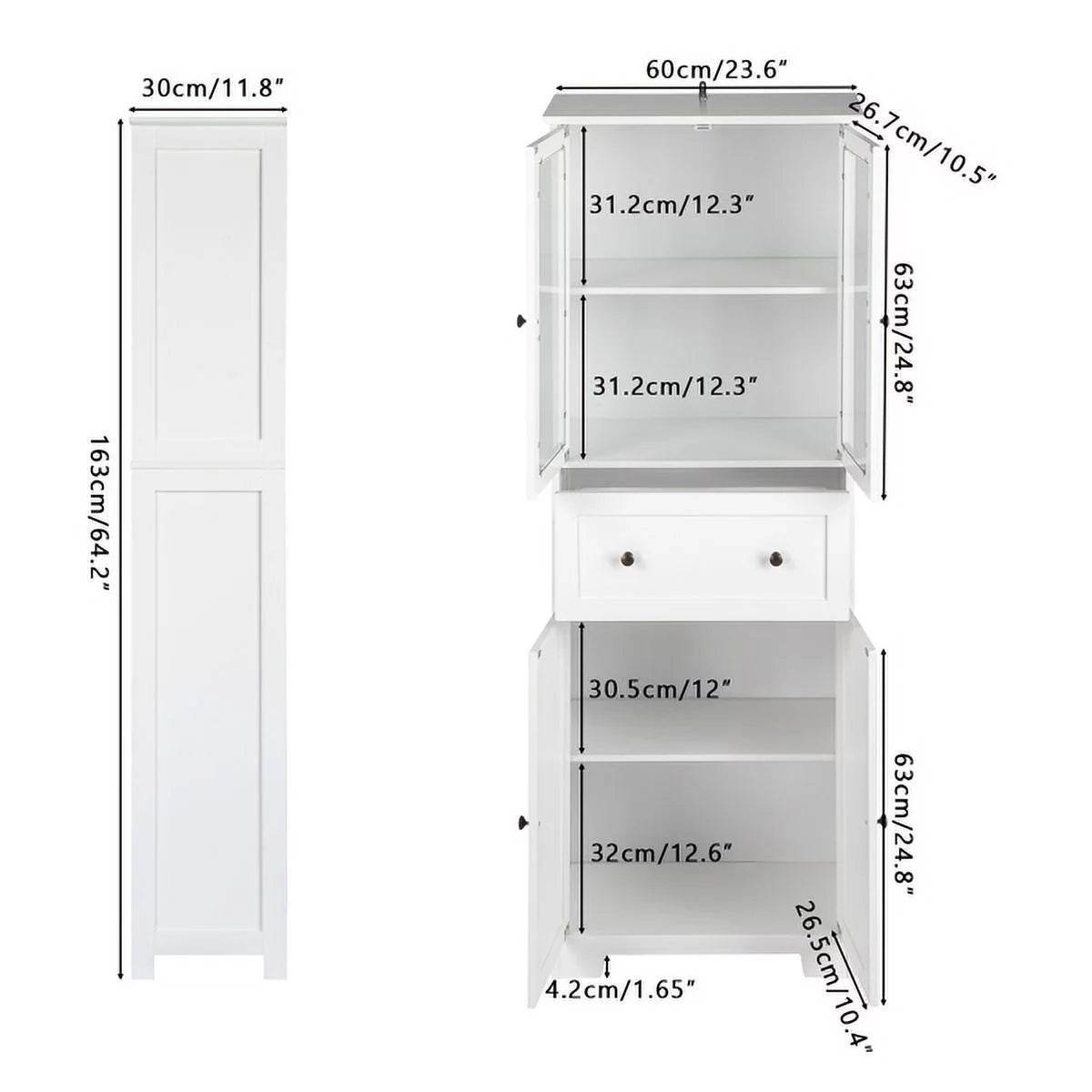 White 4 Doors 1 Pump MDF Bathroom Cabinet I716297