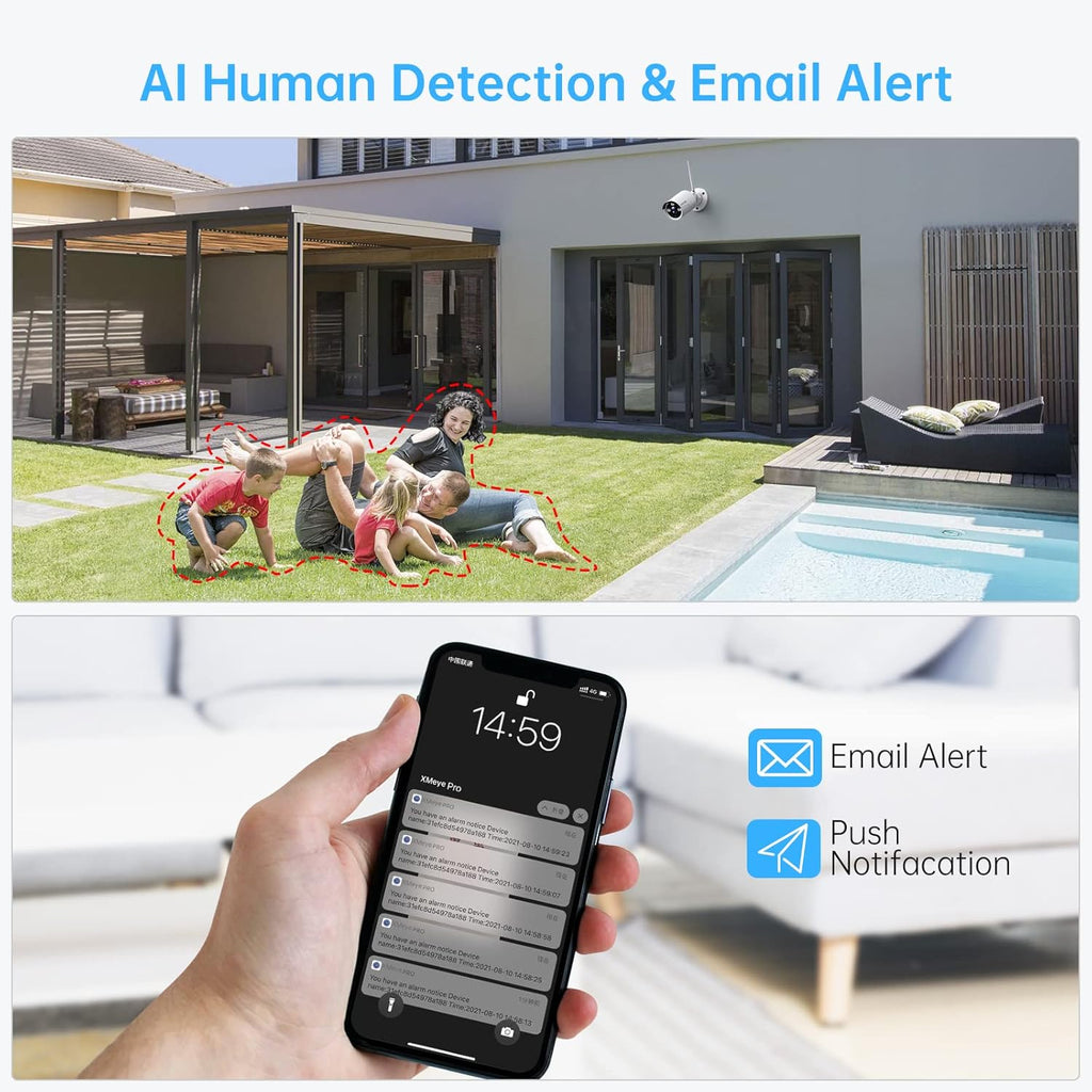 3MP Wireless Security Camera System with Audio, 8CH NVR, 8Pcs 3MP WiFi IP Cameras, 2TB Hard Drive Z246002