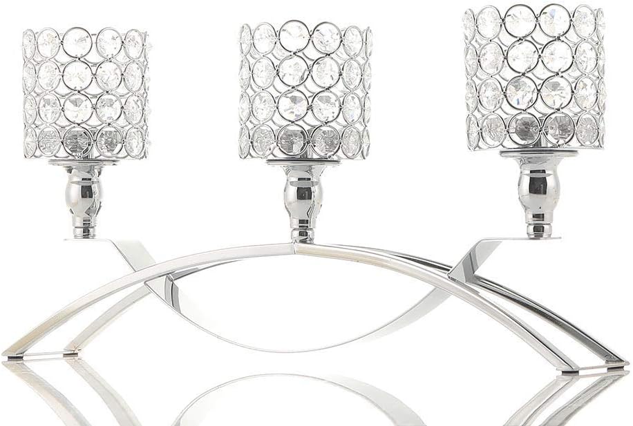 Gold Crystal 3 Arms Candle Holders Centerpieces J973527