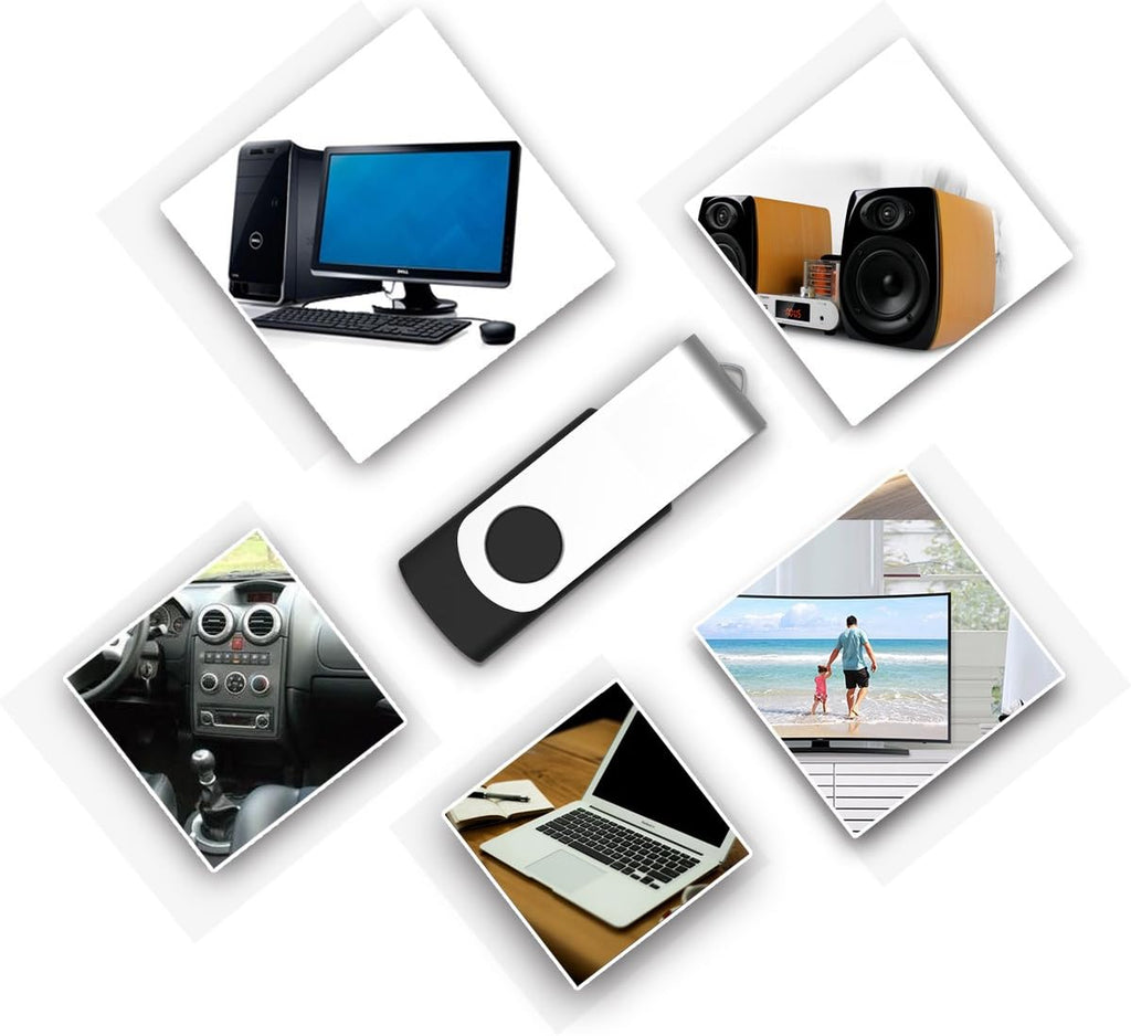 10 Pack 4GB USB2.0 Swivel Flash Drives with Led Indicator, Black Z670882