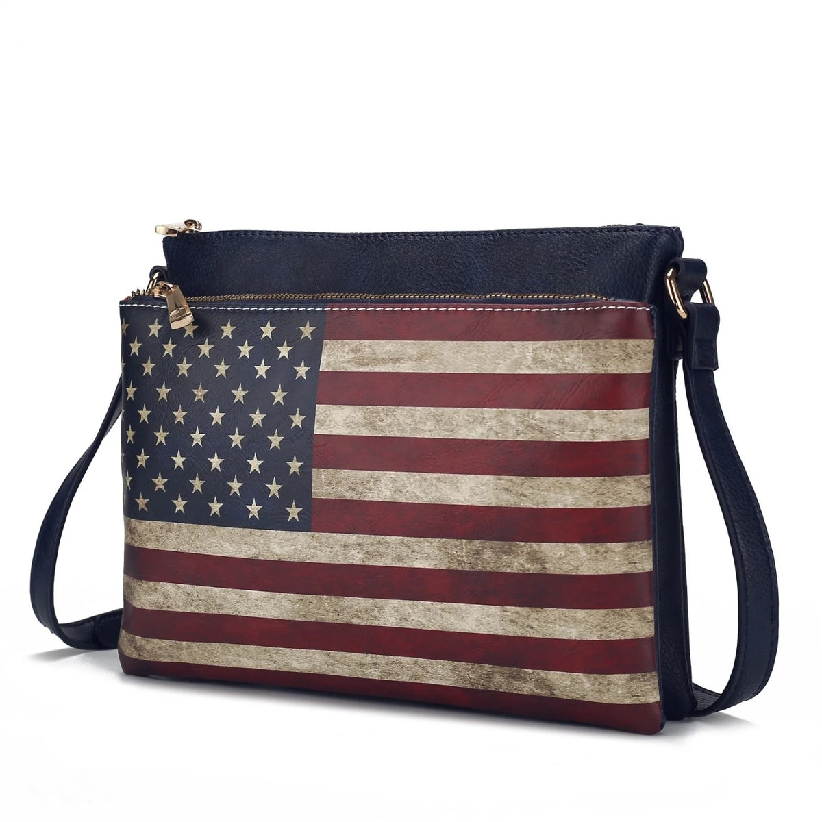 Printed Flag Vegan Leather Womens Crossbody Bag P899228
