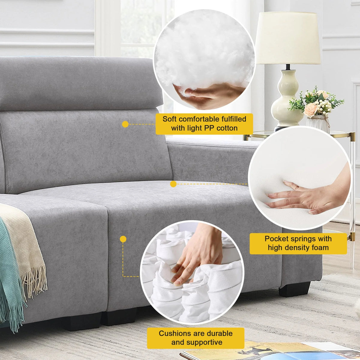Velvet Sectional Sofa Couch V57858