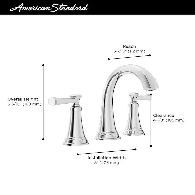 8 in. Widespread 2-Handle Bathroom Faucet in Polished Chrome W67794