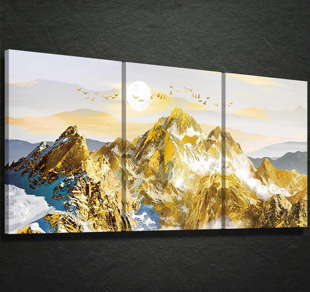 Gold Grey 3 Panel Canvas Wall Art Z40766