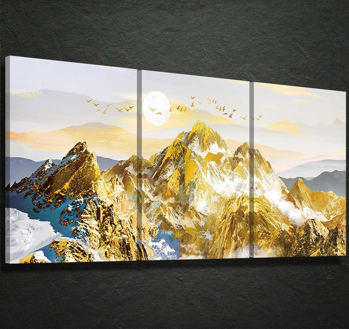 Gold Grey 3 Panel Canvas Wall Art Z40766