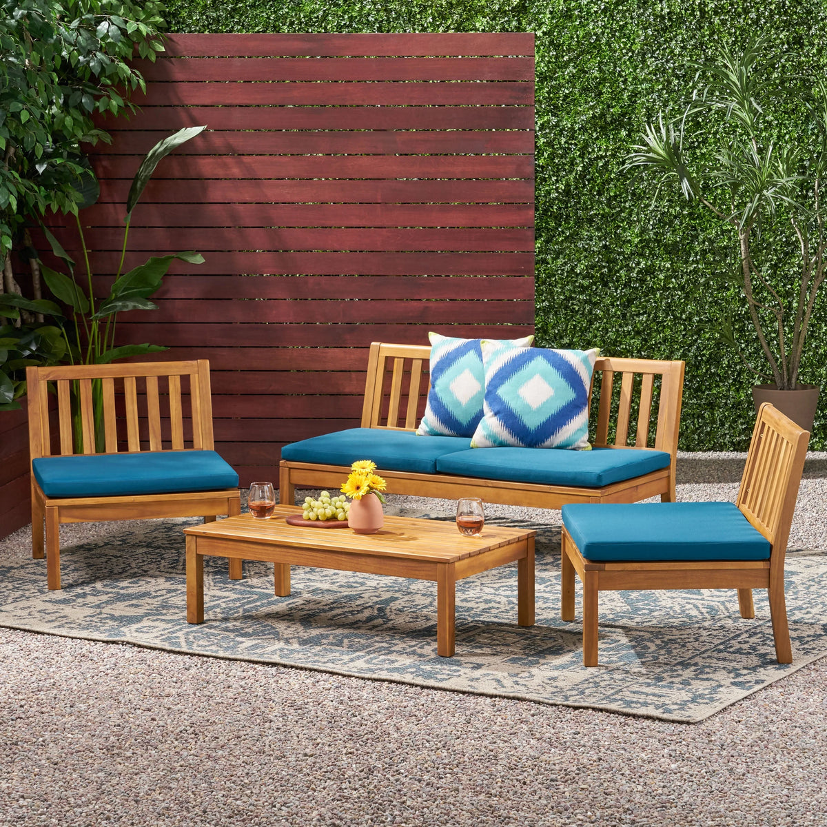Acacia Wood Chat Set with Coffee Table A928109