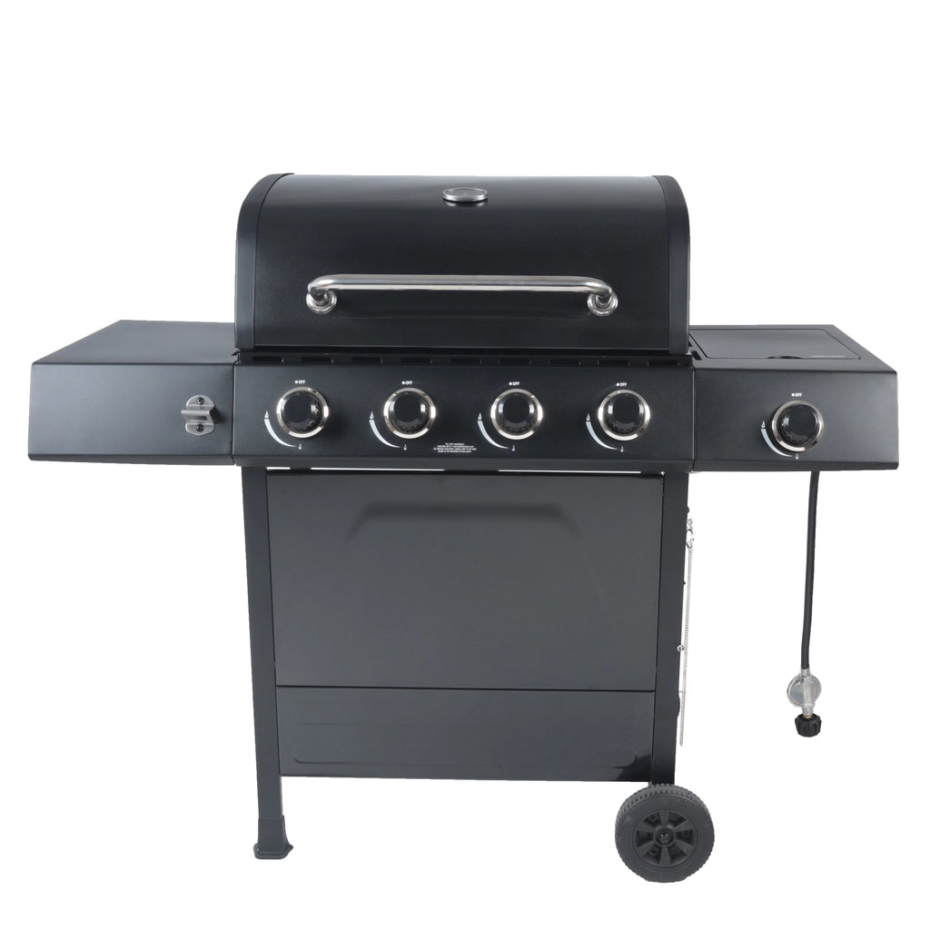 4-Burner Propane Gas Grill with Side Burner, Stainless Steel & Black J99262