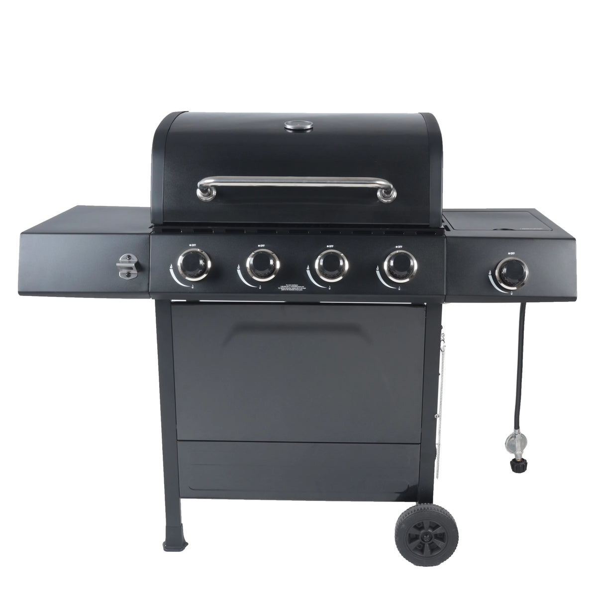 4-Burner Propane Gas Grill with Side Burner, Stainless Steel & Black J99262