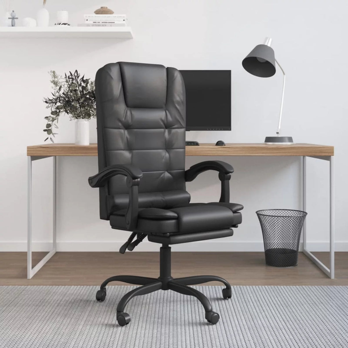 Black Faux Leather Massage Reclining Office Chair J70687