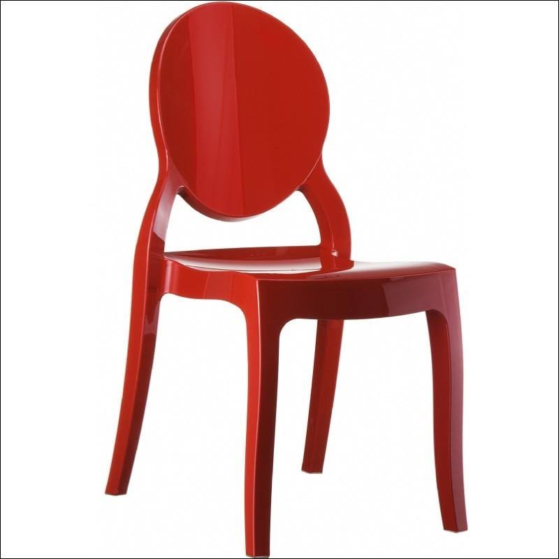 Glossy Red Polycarbonate Dining Chair Y618252