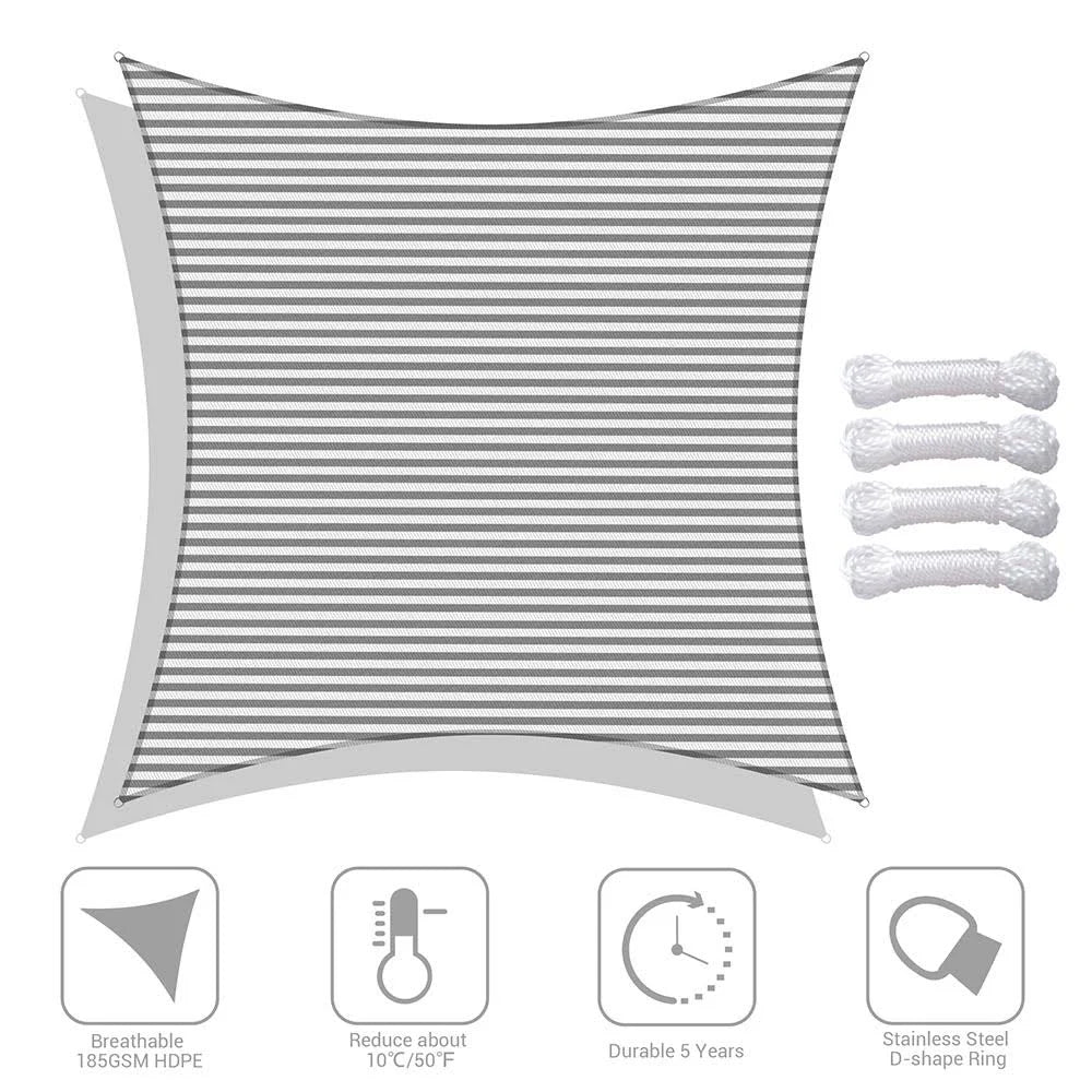 Gray White 20ft Sun Shade Canopy Q41411