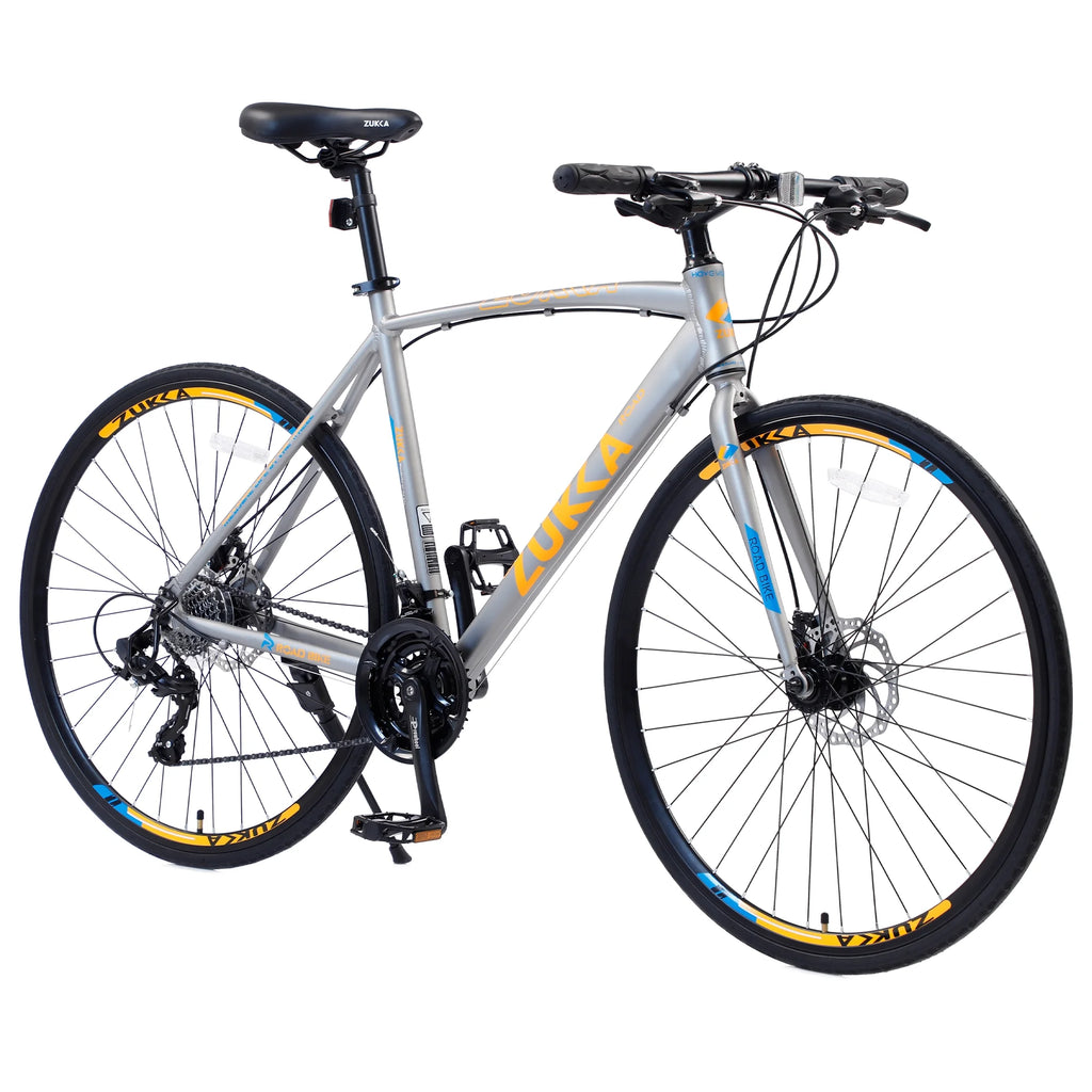 Silver 700C Hybrid Bike with Double Disc Brake B24926