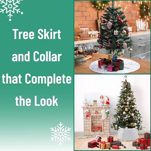 Silver Sequin Christmas Tree Skirt and Tree Collar, 24 Inch U217