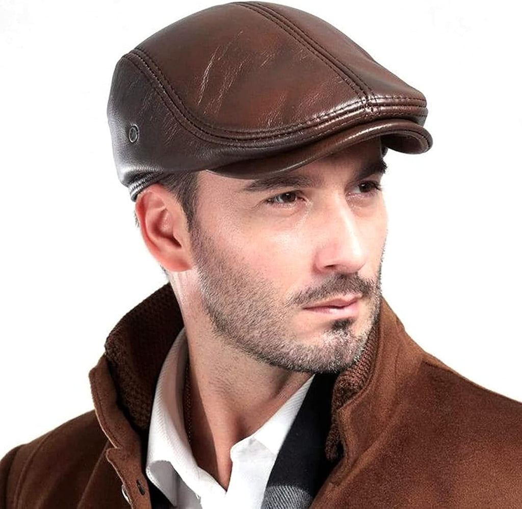 Genuine Leather Newsboy Hat V673