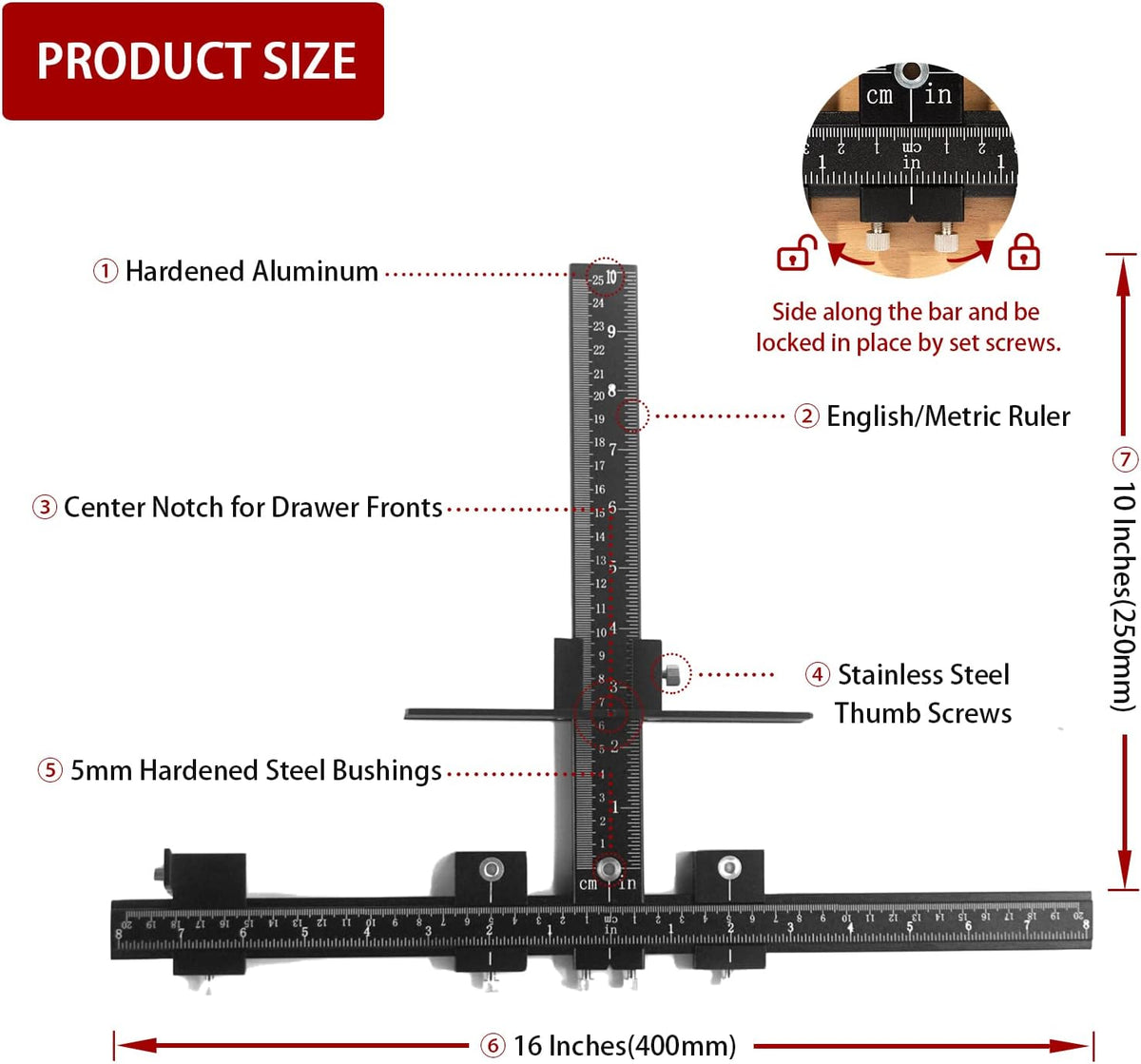 14-Piece Aluminum Alloy Cabinet Handle Template Jig Tool V434