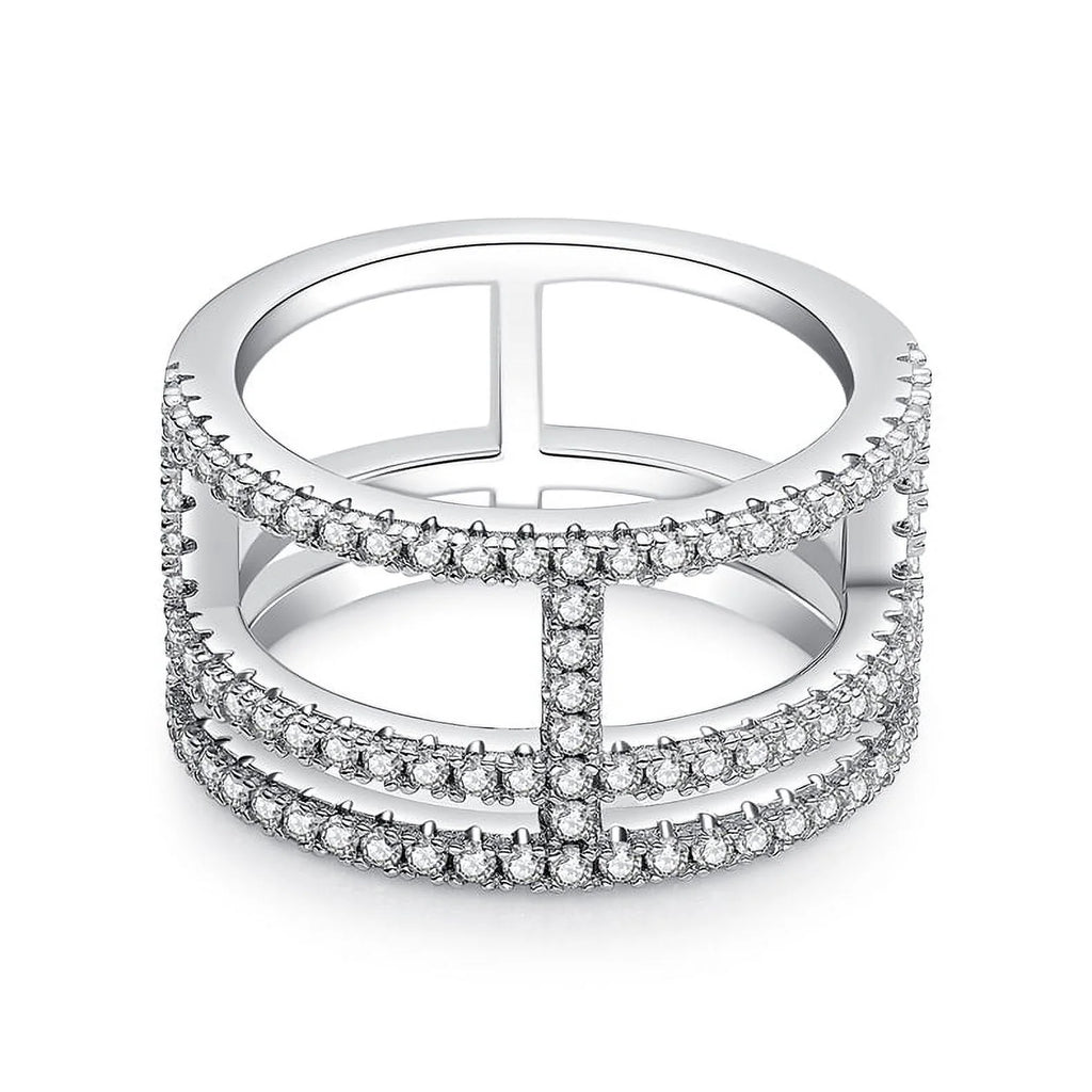 18K White Gold Plated Moissanite Engagement Ring P959525