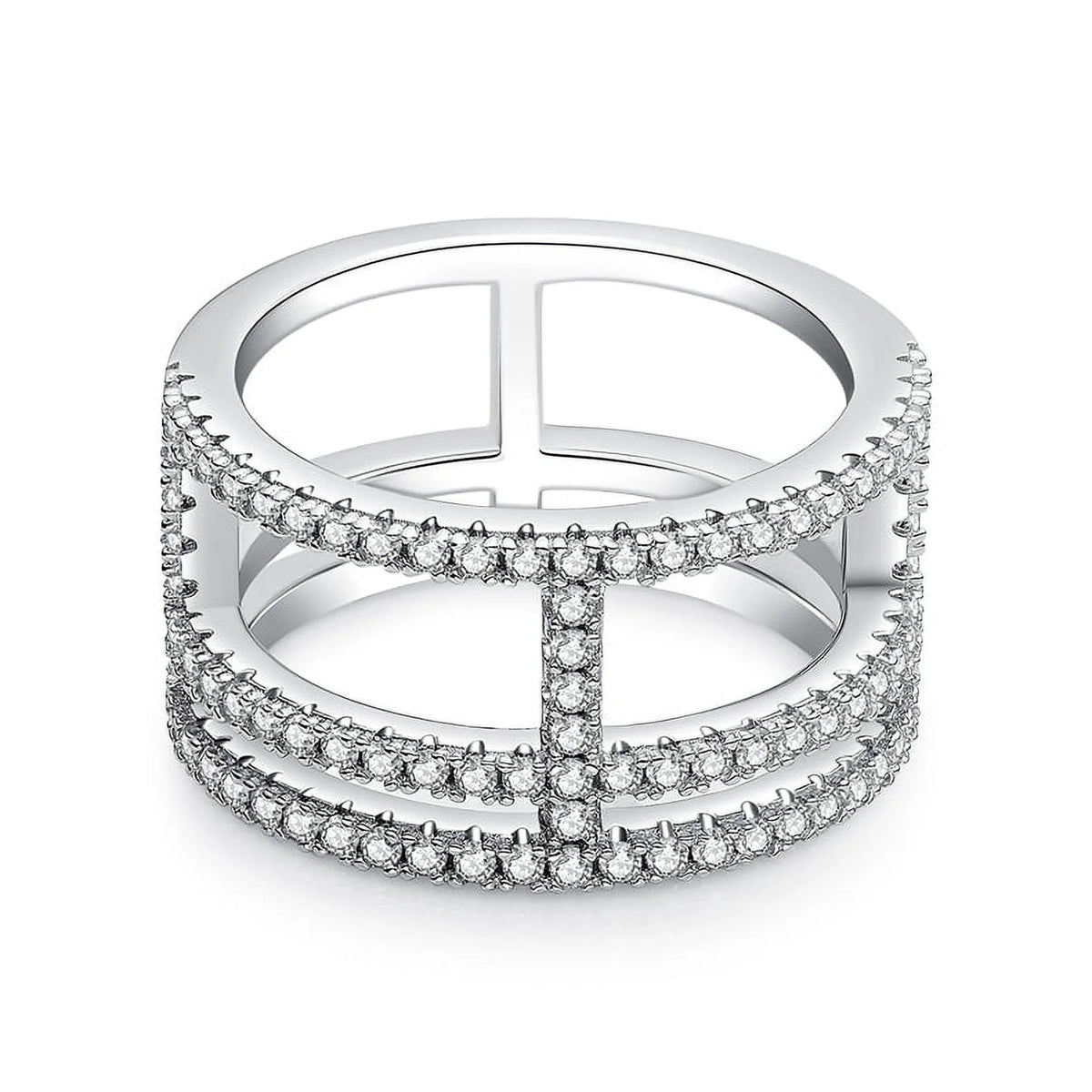 18K White Gold Plated Moissanite Engagement Ring P959525
