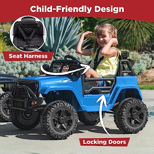 12V Kids Ride On Truck Car with Parent Remote Control Black A763