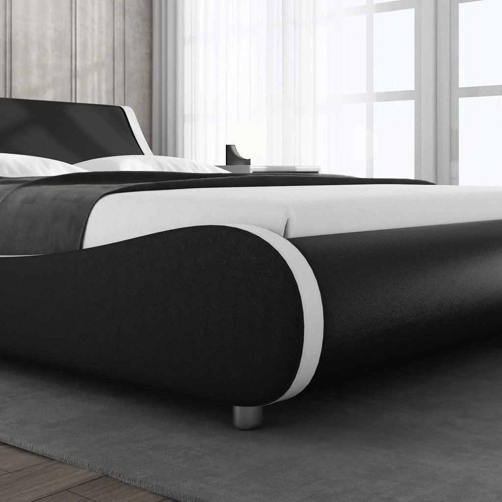 Queen Size Platform Bed Frame with Adjustable Headboard Q20936