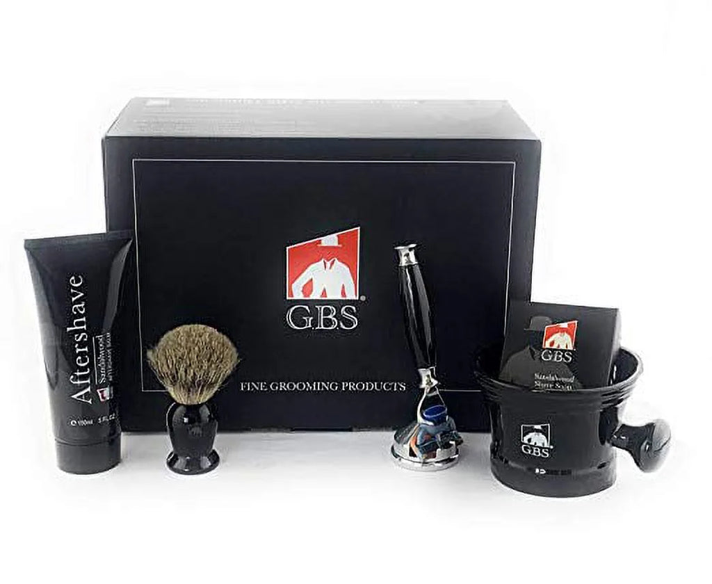 5 Blade Razor Ceramic Black Shaving Mug Shaving Brush Sandalwood Aftershave Shaving Soap Razor Stand E50555