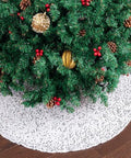 Silver Sequin Christmas Tree Skirt and Tree Collar, 24 Inch U217