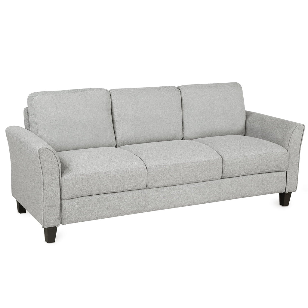Light Gray 3-Seat Linen Fabric Sofa P4530