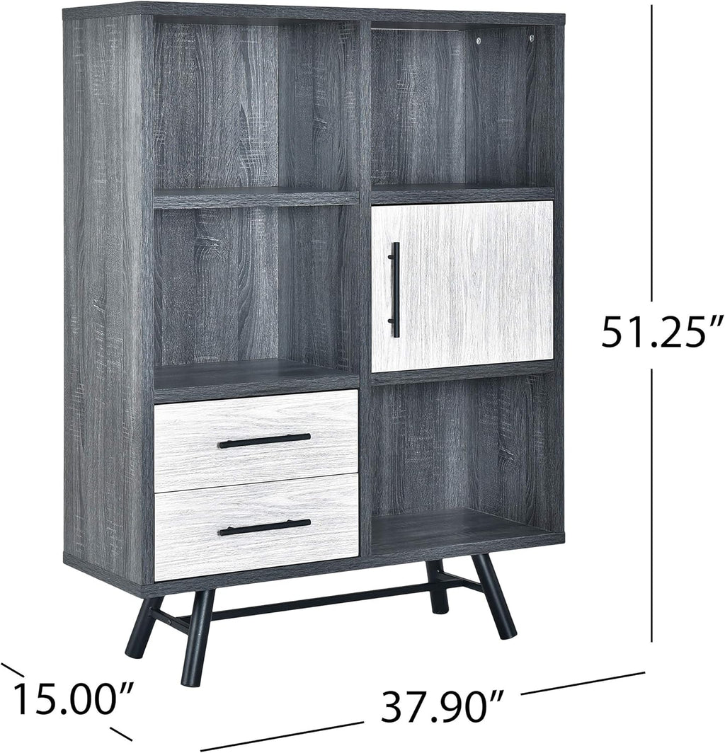 Sonoma Oak Gray Oak Black 6 Shelf Cabinet E91124