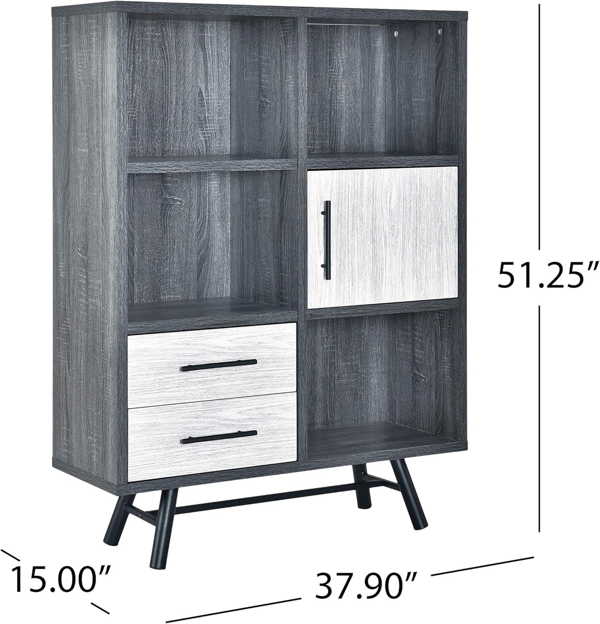 Sonoma Oak Gray Oak Black 6 Shelf Cabinet E91124