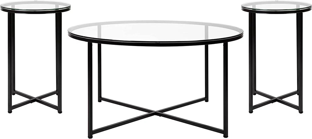 3 Piece Glass Top Occasional Table Set W64753