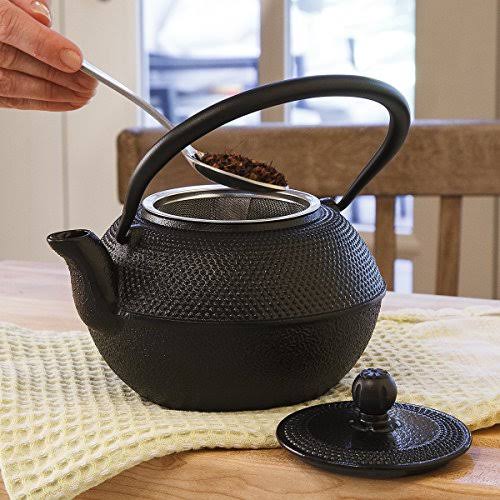 Black Hammered 40 Ounce Cast Iron Teapot W7537