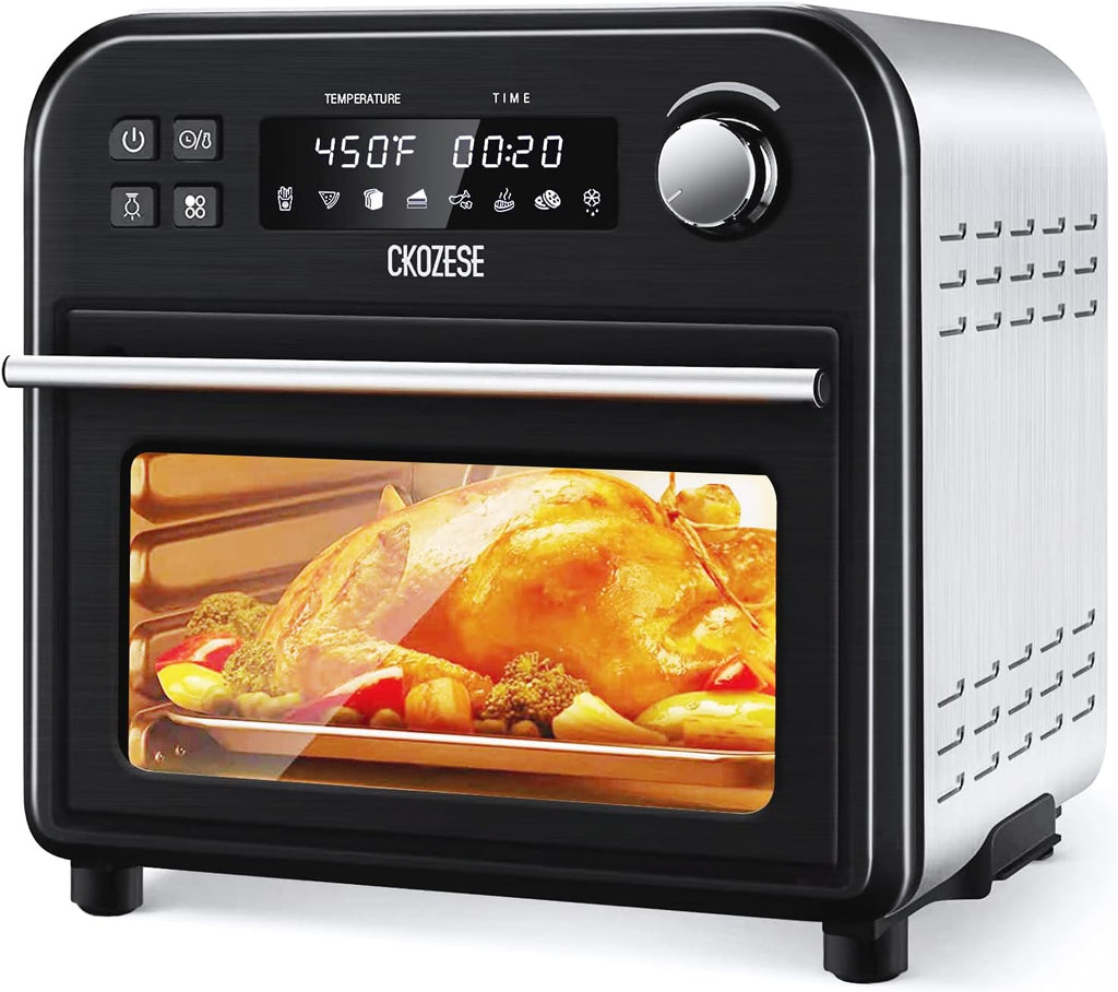 8-In-1 Toaster Oven Air Fryer, 6-Slice Compact Convection Oven, Black Stainless Steel Q984886