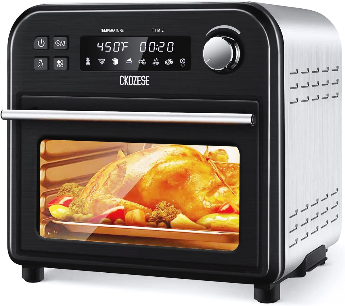 8-In-1 Toaster Oven Air Fryer, 6-Slice Compact Convection Oven, Black Stainless Steel Q984886