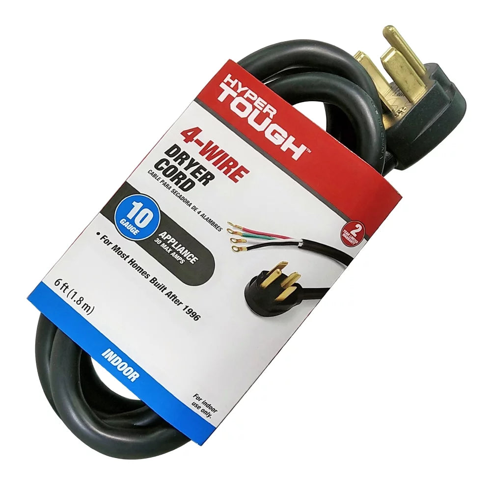 6FT 10AWG 4 Prong Black Dryer Cord C140