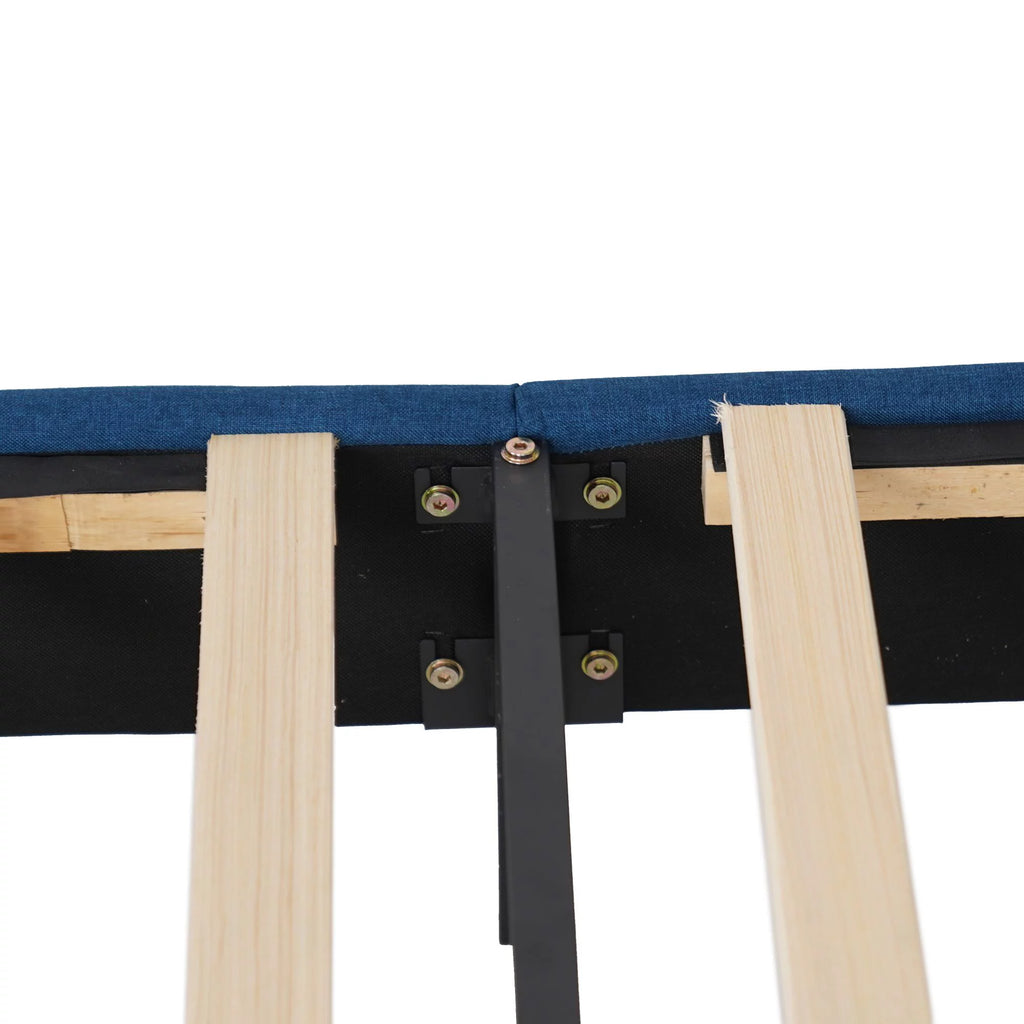 Queen Size Wood Bed Frame with Headboard Blue P793721