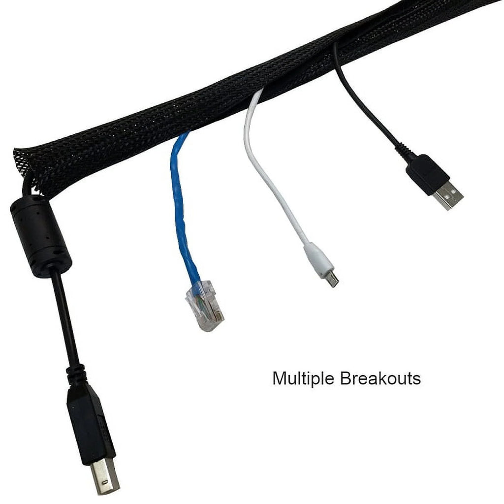 Black 50 Feet Cable Wrap Sleeve with Hook & Loop Fastener B79122