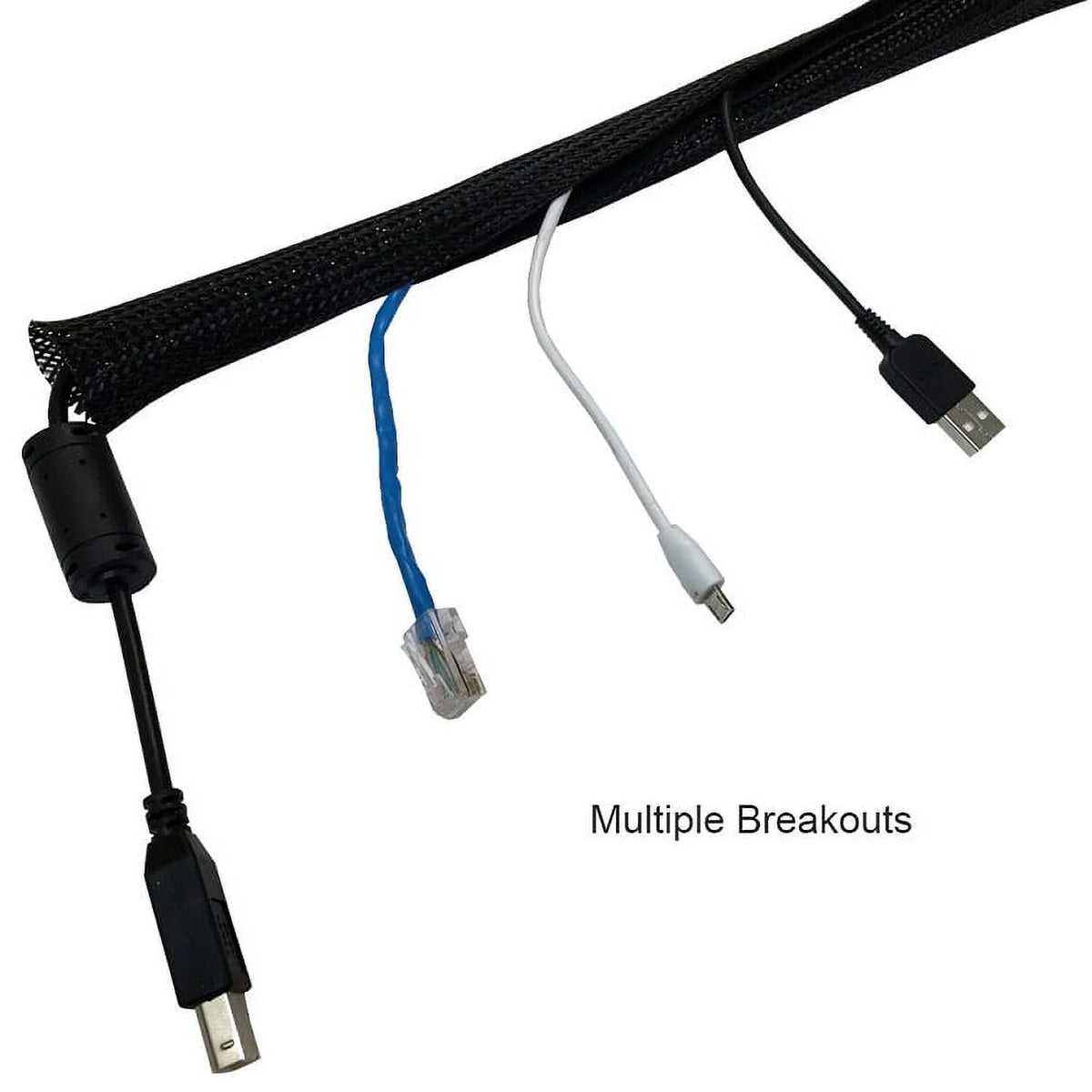 Black 50 Feet Cable Wrap Sleeve with Hook & Loop Fastener B79122