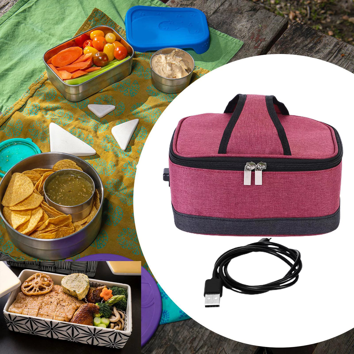 Red Electric Heated Lunch Box Insulation Bag B3511