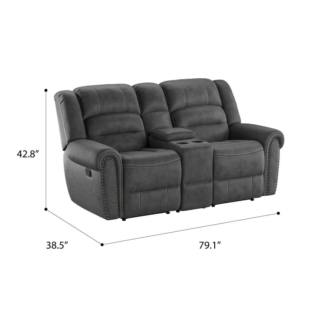 Reclining Console Loveseat with Contrast Stitching L537698